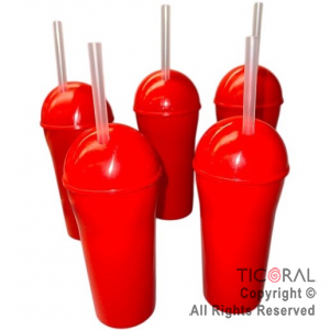 VASO DOMO CON SORBETE 400 ML ROJO x 5